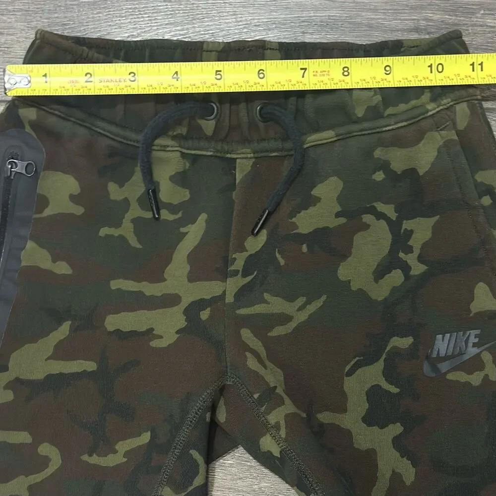 Nike Tech Fleece Jogger Pants Kids Small Woodland Camouflage Cuffed Zip Pocket